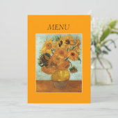 Dinnermenukaart, Vase met twaalf zonnebloemen Menu (Staand voorkant)