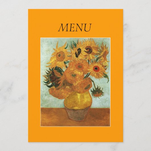 Dinnermenukaart, Vase met twaalf zonnebloemen Menu (Voorkant)