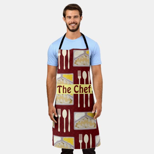 Dinners Fun Kitschy Epic Meal Pattern, bevroren Schort (Gedragen)