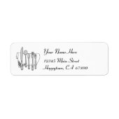 Dinnerware Black and White Address Label Sjabloon (Voorkant)