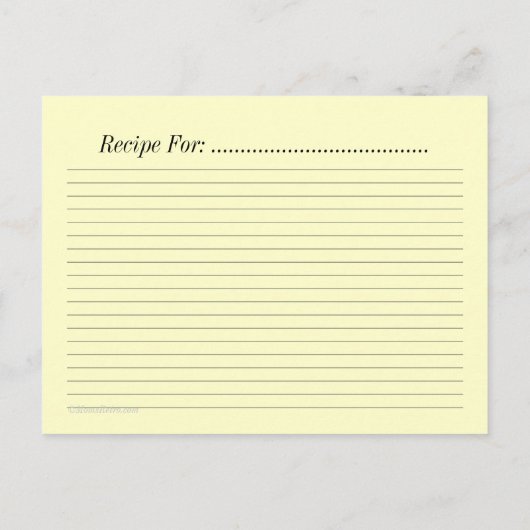 Dinnerware Editable Recipe Kaart Sjabloon (Achterkant)