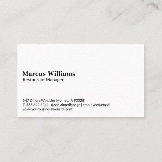 Dinnerware en glaswerk | restaurant visitekaartje (Achterkant)