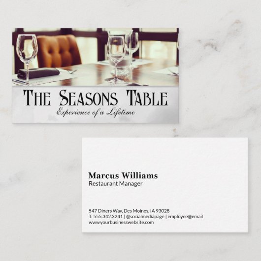 Dinnerware en glaswerk | restaurant visitekaartje (Voorkant / Achterkant)