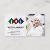Dinnerware Logo | Vrouw Chef in de keuken Visitekaartje (Voorkant)