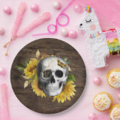 Dinnerware Reception Rustige Sunflower Skull Papieren Bordje (Feest)