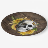 Dinnerware Reception Rustige Sunflower Skull Papieren Bordje (Gekanteld)