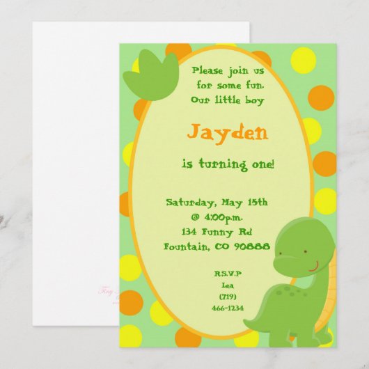 dino2, kom alsjeblieft bij ons voor de lol. kaart (Voorkant / Achterkant)