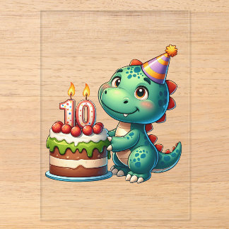 Dino 10e verjaardag acryl uitnodigingen