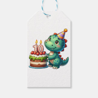 Dino 10e verjaardag cadeaulabel