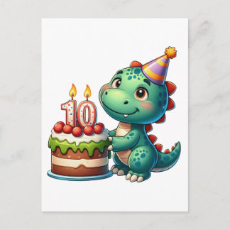 Dino 10e verjaardag uitnodiging briefkaart