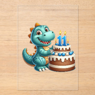 Dino 11e verjaardag acryl uitnodigingen
