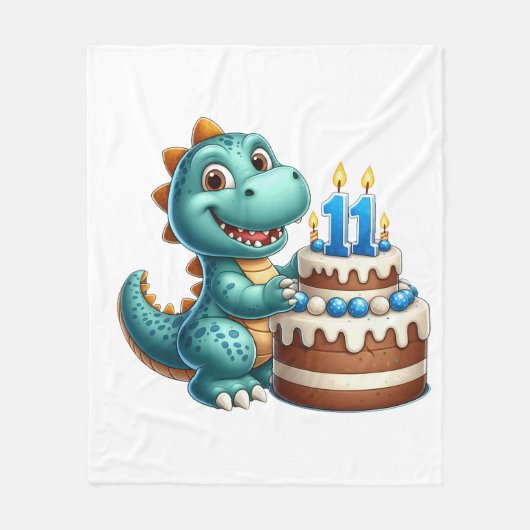Dino 11e verjaardag fleece deken (Voorkant)