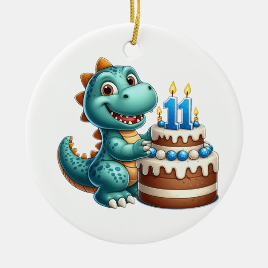 Dino 11e verjaardag keramisch ornament (Voorkant)