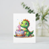 Dino 1e verjaardag feestdagenkaart (Staand voorkant)