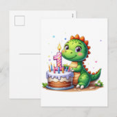 Dino 1e verjaardag feestdagenkaart (Voorkant / Achterkant)