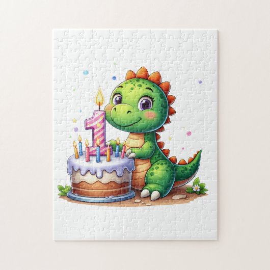 Dino 1e verjaardag legpuzzel (Verticaal)