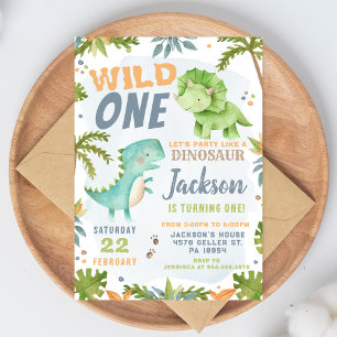 Dino 1e verjaardagsuitnodiging Dino thema feestje Kaart