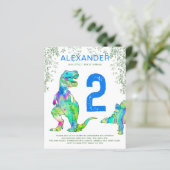 Dino 2de verjaardagsfeestje jungle budget blauw (Staand voorkant)
