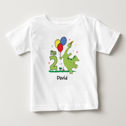 Dino 2e verjaardag Baby T-Shirt (Voorkant)