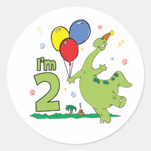 Dino 2e verjaardag Classic Round Sticker