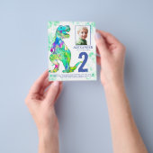 Dino 2e verjaardagsfeest Foto Budget Flyer (Hand)