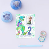 Dino 2e verjaardagsfeest Foto Budget Flyer (Enkel)