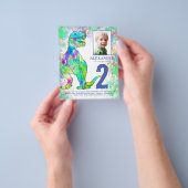 Dino 2e verjaardagsfeest Foto Budget Flyer (Hand)
