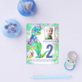 Dino 2e verjaardagsfeest Foto Budget Flyer (Enkel)