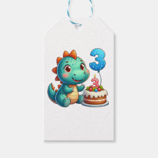 Dino 3e verjaardag cadeaulabel