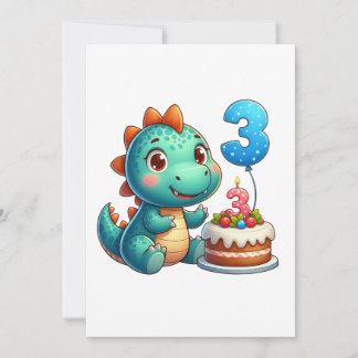 Dino 3e verjaardag feestdagenkaart