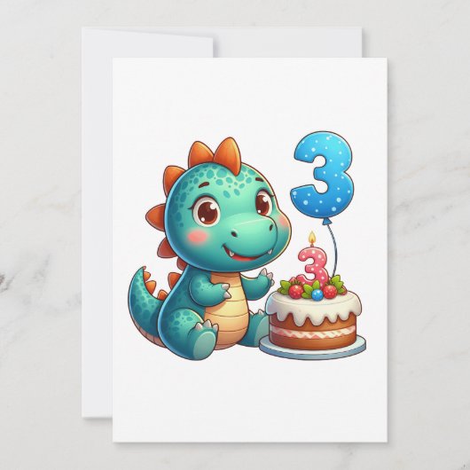 Dino 3e verjaardag feestdagenkaart (Voorkant)