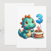 Dino 3e verjaardag feestdagenkaart (Voorkant / Achterkant)