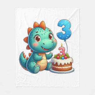 Dino 3e verjaardag fleece deken