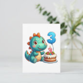 Dino 3e verjaardag kaart (Staand voorkant)