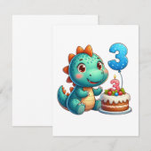 Dino 3e verjaardag kaart (Voorkant / Achterkant)