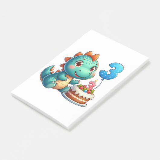 Dino 3e verjaardag post-it® notes (Schuin)