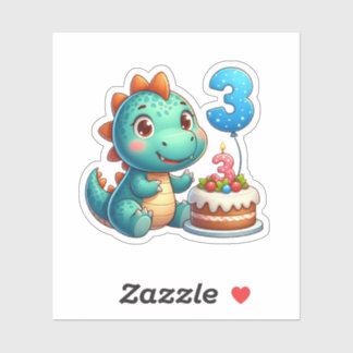 Dino 3e verjaardag sticker