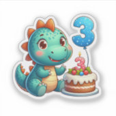 Dino 3e verjaardag sticker (Voorkant)