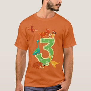 Dino 3e verjaardagscadeau Dinosaurus Kinder Jongen T-shirt