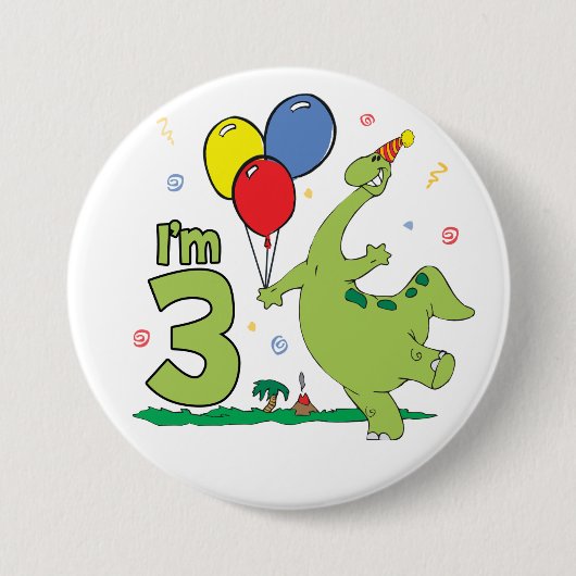Dino 3rd Birthday Button (Voorkant)