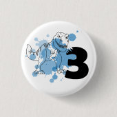 Dino 3rd Birthday Pin Ronde Button 3,2 Cm (Voorkant)