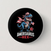 Dino 4 juli Amerisaurus T Rex Grappig Ronde Button 5,7 Cm (Voorkant)