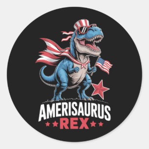 Dino 4 juli Amerisaurus T Rex Grappig Ronde Sticker