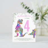 Dino 4de verjaardagsfeest Budget roze (Staand voorkant)
