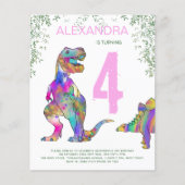 Dino 4de verjaardagsfeest Budget roze (Voorkant)
