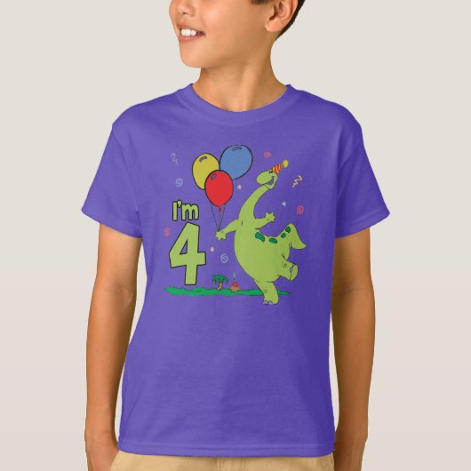 Dino 4e verjaardag t-shirt (Voorkant)