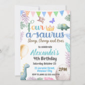 Dino 4e verjaardag Vier-a-saurus Feestje Kaart (Voorkant)