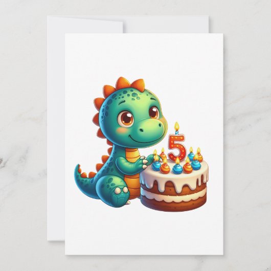 Dino 5e verjaardag feestdagenkaart (Voorkant)