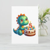 Dino 5e verjaardag feestdagenkaart (Staand voorkant)