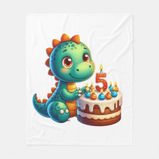 Dino 5e verjaardag fleece deken (Voorkant)